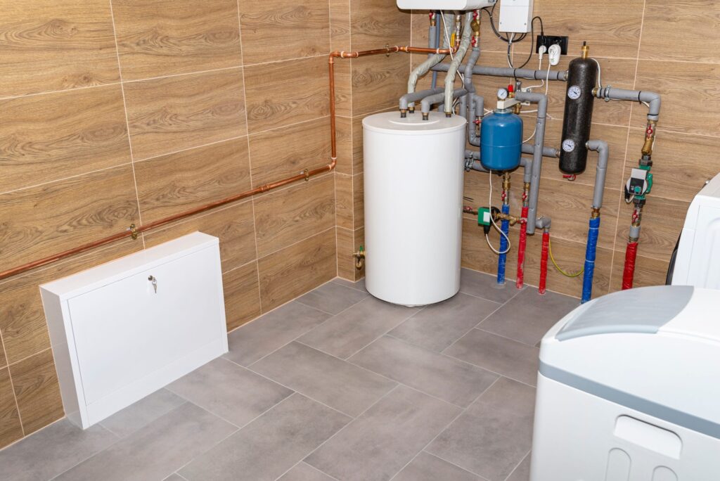 Residential water heater and plumbing system installed in San Bernardino